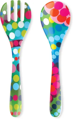 French Bull Juego de 2 piezas de servidor de ensalada, vajilla de melamina, 13 pulgadas, para exteriores, fiestas, utensilios - Bindi