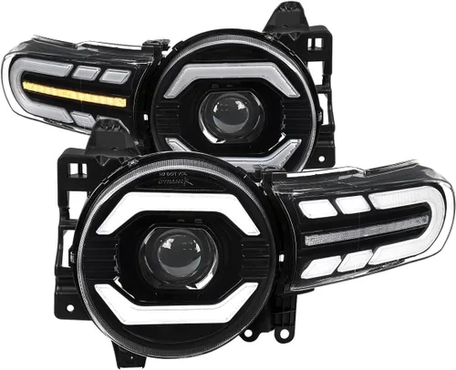 SPEC-D TUNING - Faros delanteros proyectores negros con luces LED, señales de giro secuenciales y animación de inicio, compatibles con Toyota FJ