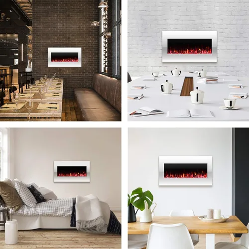 Miniatura 5 de Northwest Chimenea eléctrica montada en la pared de 36 pulgadas, llama LED de 10 colores y 3 fondos multimedia con brillo ajustable y control remoto