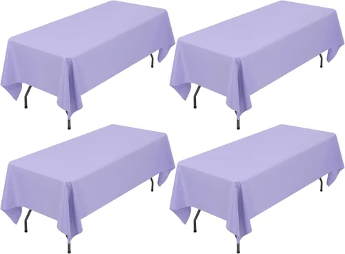 Miniatura 109 de Showgeous Paquete de 4 manteles rectangulares de poliéster de 60 x 102 pulgadas, resistentes a las arrugas, lavables, para bodas, mesas de comedor