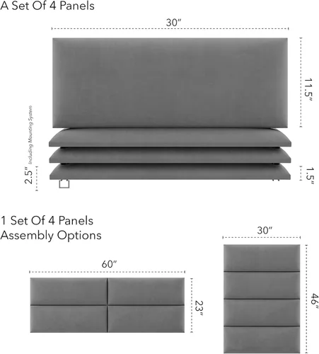 Miniatura 177 de Vant - Paneles tapizados para pared - Cabeceros montados en la pared tamaño King/Cal King - Cuero vintage blanco tórtola - Twin/King - Juego de 4