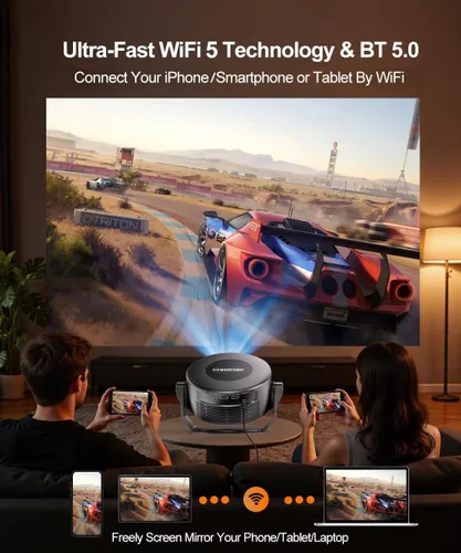 Miniatura 3 de Magcubic Proyector inteligente compatible con 2K, proyector portátil con WiFi 5 y Bluetooth 5.0, control de voz, Keystone automático, aplicaciones
