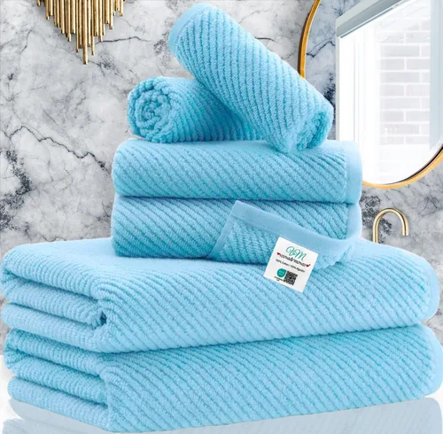 Miniatura 102 de VOOVA & MOVAS Toallas de baño amarillas – 100% algodón Secado rápido Peso Gruesas Suave, juego de 6 toallas de baño, 2 toallas grandes de 30