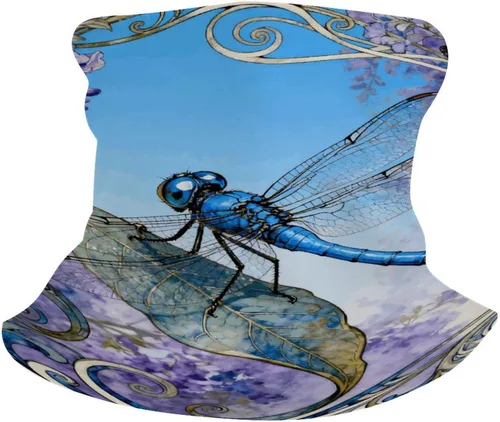 Miniatura 6 de Sun UV Protection Neck Gaiter Upf 50+ Balaclava Ski Dragonfly Jacaranda Leaf Face Mask Summer Face Cover Scarf Breathable Bandana for Fishing