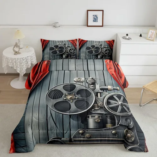 Miniatura 20 de Homewish Piano Music Comforter Set King Size,Musical Notes Bedding Set 3Pcs for Kids Girls Boys Teens Room Decor,Retro Graffiti Grey Gold Down Multi