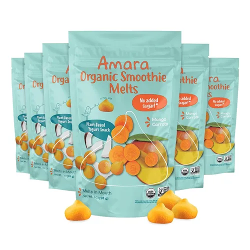 Miniatura 13 de Amara Smoothie Melts - Beets n' Berries - Snacks orgánicos para bebés con frutas y verduras - Yogur derretido a base de plantas - Snack saludable