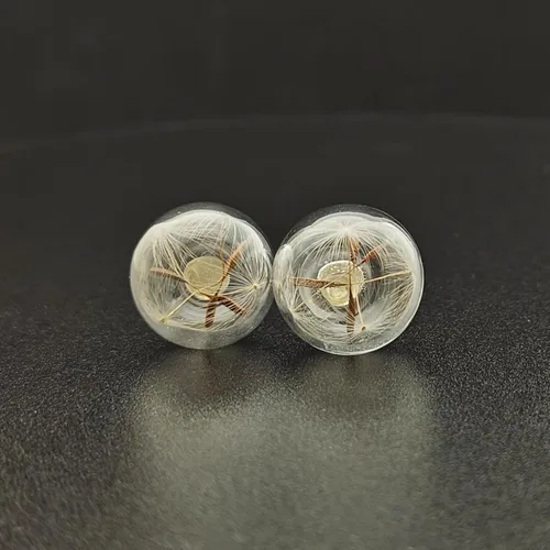 Miniatura 4 de Pendientes de tuerca de plata de ley 925 hechos a mano con diseño de flor real de diente de león