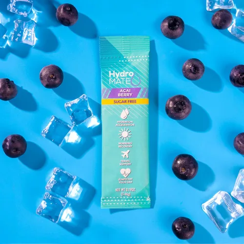 Miniatura 2 de Paquetes de hidratación sin azúcar en polvo de electrolitos Acai Berry HydroMATE 30 Sticks