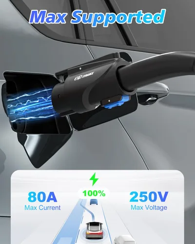 Miniatura 2 de EVDANCE Adaptador de Carga NACS a J1772 - Máx 80 Amp y 250V Adaptador EV J1772 Compatible con Conectores Tesla de Alta Potencia, Cargadores de Negro