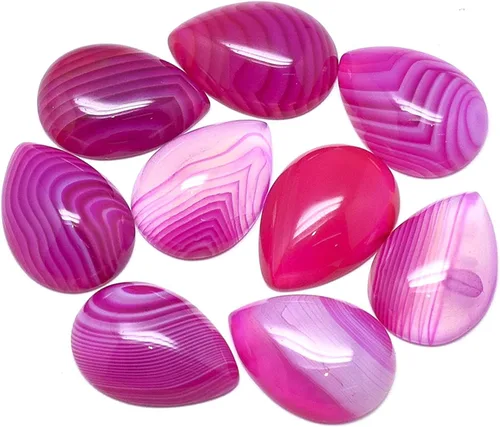 Miniatura 20 de Fashewelry Cuentas de cabujones de espalda plana de lágrima natural Cuarzo rosa