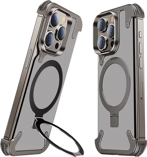 Losin Soporte magnético para iPhone 15 Pro Max de metal sin marco [compatible con MagSafe] [protección contra caídas] Funda delgada a prueba de