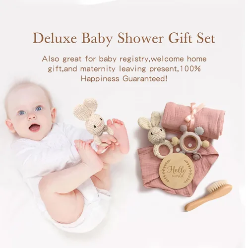 Miniatura 3 de EERKEOD Set de regalo para bebé recién nacido, juego de baño esencial para bebé recién nacido con manta de bebé, sonajero para bebé, regalo