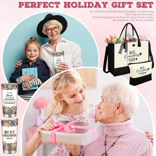Miniatura 5 de Silkfly Set de 3 piezas de la mejor abuela del mundo para mujeres, regalos de cumpleaños, día de la madre, regalo de cumpleaños, vaso de acero