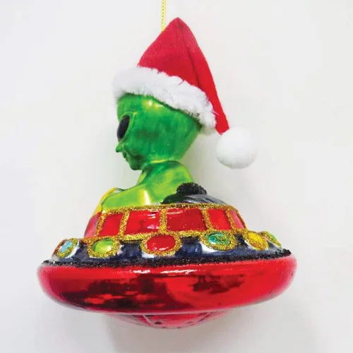 Miniatura 5 de Adorno de Navidad de vidrio de alienígena y OVNI