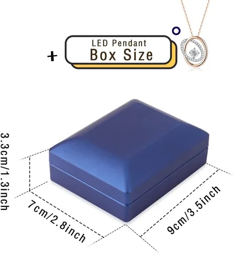 Miniatura 6 de iSuperb 2 cajas con colgante LED para collar iluminado exhibición de joyas para propuestas compromiso boda regalo azul profundo
