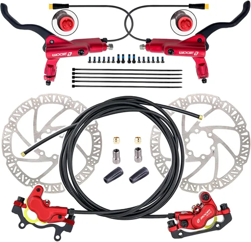 Miniatura 6 de Zoom HB876E - Juego de frenos hidráulicos de apagado eléctrico de 2 pines/3 pines de 4 pistones para bicicleta eléctrica con rotores de 7.087 in