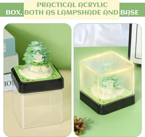 Miniatura 4 de Calendario 3D 2026, calendario de piezas de tiempo 2026, creativo tallado de papel para decoración de escritorio, tallado, arte de bricolaje, Verde