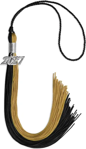 Miniatura 191 de Endea Graduation Borla de doble color con gota de fecha plateada (negro/oro antiguo, 2025)