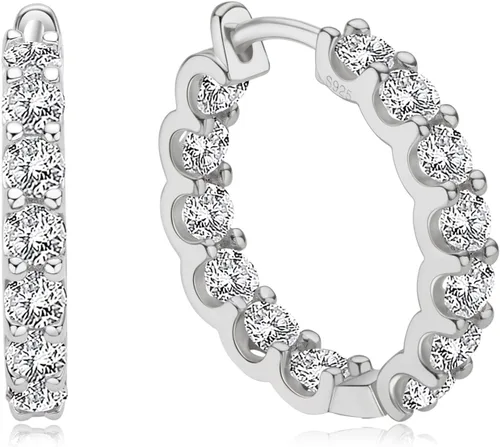 Aretes de aro de moissanita de color D de 2.6 quilates con diamante de laboratorio de corte redondo, aretes de aro chapados en oro de 18 quilates de