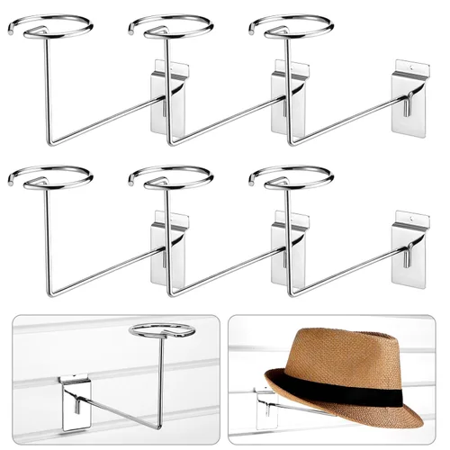 Miniatura 7 de Kigley 6 piezas de soporte de pared para sombreros, estante de metal para casco, estante de exhibición de tienda minorista, accesorios de pared