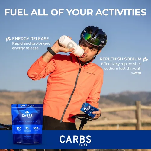 Miniatura 8 de Gel de Energía Carbs Fuel 50g (Paquete de 18) + Mezcla para Bebida Deportiva 1000g 1900g de Carbohidratos Gel de 50g para Correr y Porción