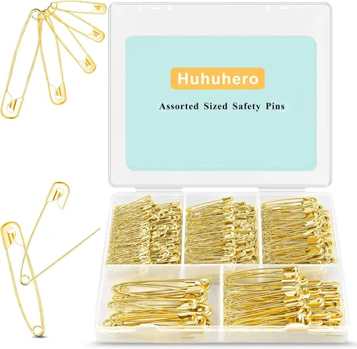 Miniatura 9 de Huhuhero Paquete de 340 pasadores de seguridad surtidos, pequeños y grandes, resistentes para coser ropa, disfraces, 5 tamaños diferentes, pasadores