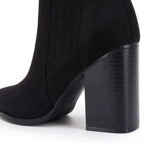 Miniatura 4 de Botines de tacón de bloque medio apilados con punta puntiaguda para mujer