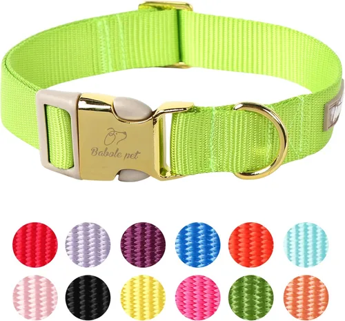 Miniatura 21 de Collar de perro de nailon de Babole Pet - Collares ajustables de cinturilla suave de nailon negro para perros pequeños, medianos y grandes, collar