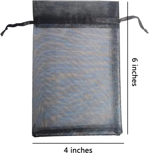 Miniatura 4 de Bolsas de Regalo de Organza Paquetes de 50 con Cordones 4x6 pulgadas Negro para Baby Shower, Cumpleaños de Niña, Recuerdos de Fiesta, Boda, 2-Negro