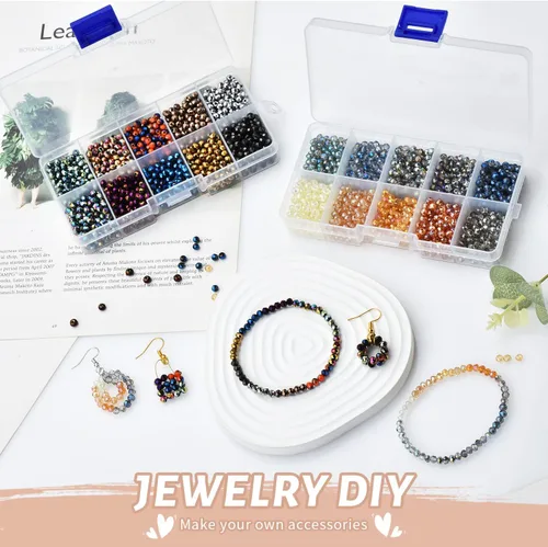 Miniatura 6 de 3000 cuentas de cristal facetadas Rondelle de 0.157 in en 20 colores para la fabricación de joyas 0.157 in Rondelle 5