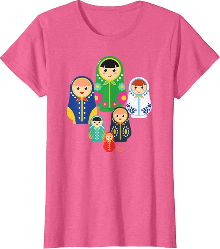 Miniatura 52 de Matryoshka Russian Nesting Dolls, Rusia - Camiseta de regalo, Azul / Patchwork, S