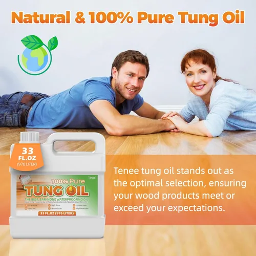 Miniatura 4 de Aceite Tung puro de 33 onzas líquidas, resistente al agua, fortalece y protege la madera, da a tus proyectos de madera un acabado de aceite Tung