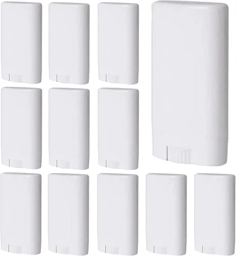 Sxminer - 30 unidades de 0.5 fl oz de desodorante blanco vacío, tubo ovalado de bálsamo labial, tubos recargables de plástico, tubo de lápiz labial