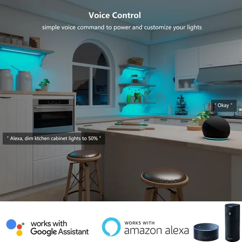 Miniatura 2 de Iluminación inteligente para debajo del gabinete, tira de luces LED blancas y multicolor, regulables, funciona con Alexa, Google Home, aplicación