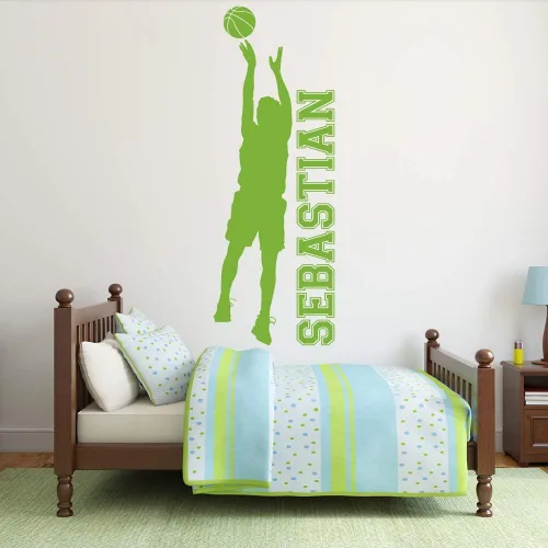Miniatura 6 de Calcomanía de vinilo con nombre personalizado de baloncesto para niños