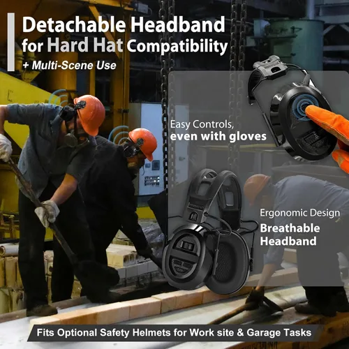 Miniatura 8 de PROHEAR 039 Bluetooth 6.0 Hearing Protection with 26dB NRR OSHA Approved, Rechargeable 1100mAh Battery for 4 wks Runtime