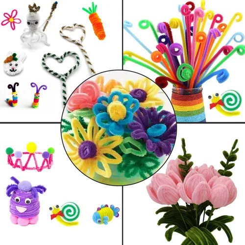 Miniatura 6 de Cldamecy 100 limpiapipas rosa claro con 20 ojos salchuelos, tallos de felpilla para proyectos de manualidades, limpiadores de tuberías