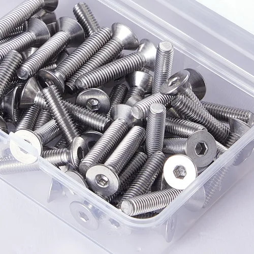 Miniatura 7 de Tornillos de cabeza plana M6 x 12 mm con casquillo hexagonal, pernos avellanados, acero inoxidable 304, acabado brillante, totalmente roscados
