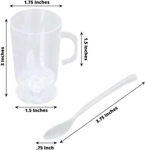 Miniatura 3 de Efavormart 24 Pack Tazas de café, té y espresso de plástico transparente mini de 2oz con cucharas, juego de tazas desechables para postres y Type7