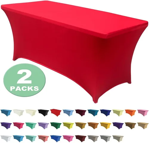 Miniatura 23 de ABCCANOPY Paquete de 2 manteles de elastano negro de 4 pies, elásticos, resistentes a las arrugas, reutilizables, para mesa plegable rectangular