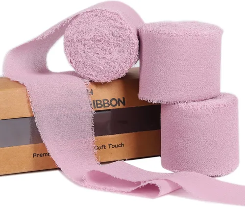 Miniatura 22 de 3 rollos de cinta de gasa con flecos hecha a mano, de chifón, color negro, de 1.5 pulgadas de ancho x 7 yardas de largo, cinta estilo seda