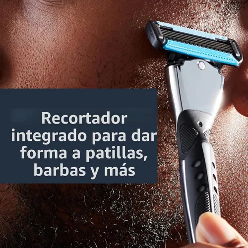 Miniatura 6 de Amazon Basics 5-Blade MotionSphere - Maquinilla de afeitar para hombre con 5 cuchillas, doble lubricación y recortadora de precisión, juego de 17