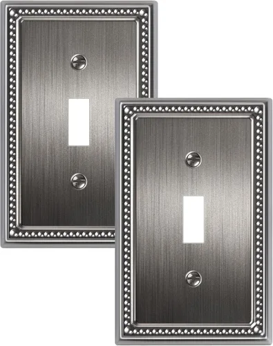Miniatura 80 de Paquete de 4 placas de cubierta para interruptor de luz de palanca individual, cubiertas decorativas de perlas, placa de pared de metal almendra
