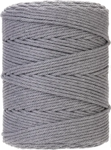 Miniatura 37 de Cuerda de macramé 4 mm x 328 yardas Natural Cuerda de algodón para macramé Cuerda de macramé colorida Cordón de algodón suave Suministros de macramé