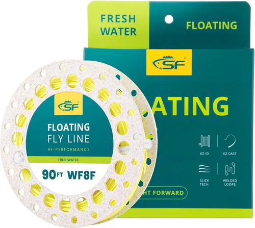 Miniatura 19 de SF Sedal de pesca con mosca con dos bucles soldados, flotante con peso hacia adelante, líneas de mosca WF2 3 4 5 6 7 8 9F multicolor para trucha