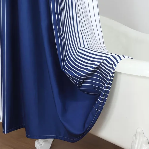 Miniatura 11 de Cortinas de Ducha Negras, Cortinas de Ducha de Poliéster Impermeable con Rayas Horizontales Degradadas en Blanco y Negro Modernas para Baño, 72x72