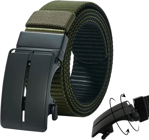 LionVII Correas de trinquete con hebilla giratoria, 2 colores en 1 correa de nailon de doble cara de 1 38 pulgadas, ajuste para adaptarse a cintura