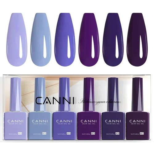 Miniatura 17 de CANNI Juego de esmaltes de uñas de gel marrón sin hema, 6 colores de 0.3 onzas líquidas, kit de esmalte de gel de color marrón claro, azul nude, kit