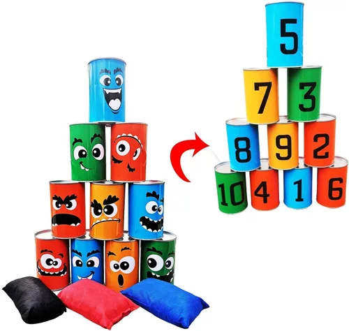 Miniatura 7 de Juegos de torre gigante de volteo de bloques de madera para apilar + juego de lanzamiento de bolsas de frijoles para adultos, niños, diversión