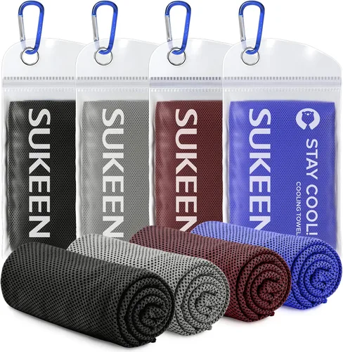 Miniatura 16 de Sukeen Paquete de 4 toallas refrescantes (40 x 12 pulgadas), toalla de hielo, toalla suave y transpirable, toalla de microfibra para yoga